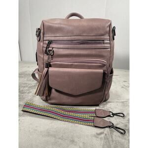 Opage Purple Backpack Purse with Braided Shoulder Strap